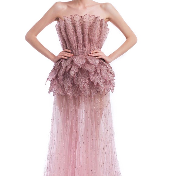 Sophie Couture HAND BEADED BLOOM MAXI DRESS - Picture 3 of 10